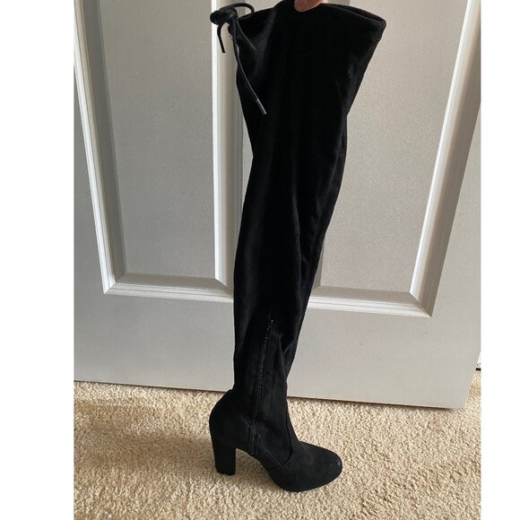 Lulus So Much Yes Black Suede Block Heel Over the Knee Boots Size 7.5 - Picture 3 of 3